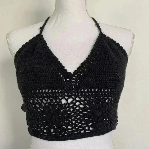 Black crochet halter top. - Picture 2 of 3